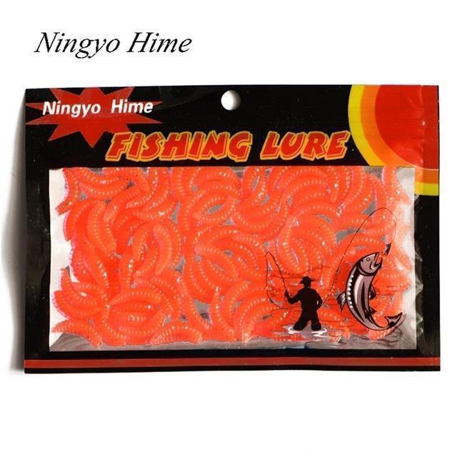 Ningyo Hime 100Pcs/Lot 5 Colors Fishing Lure Soft Lures Bread Worm Bait Grub-Ningyo Hime Official Store-2-Bargain Bait Box