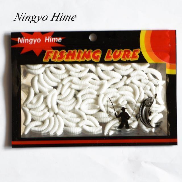 Ningyo Hime 100Pcs/Lot 5 Colors Fishing Lure Soft Lures Bread Worm Bait Grub-Ningyo Hime Official Store-3-Bargain Bait Box