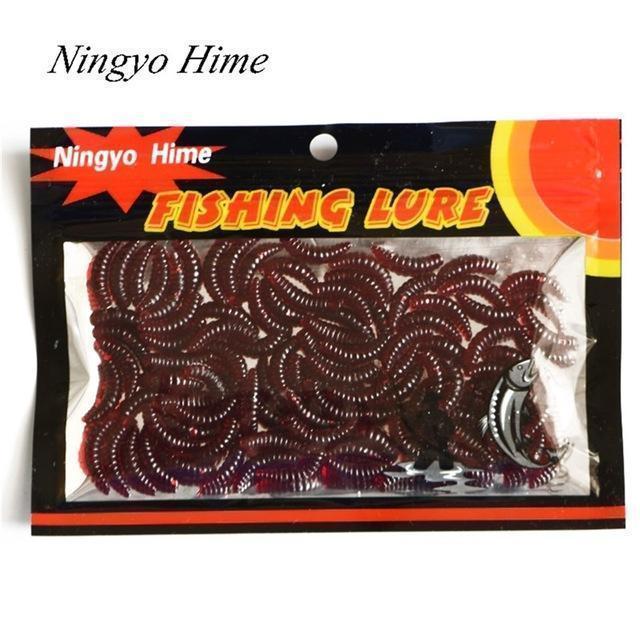 Ningyo Hime 100Pcs/Lot 5 Colors Fishing Lure Soft Lures Bread Worm Bait Grub-Ningyo Hime Official Store-4-Bargain Bait Box
