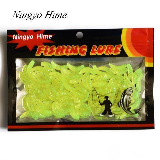 Ningyo Hime 100Pcs/Lot 5 Colors Fishing Lure Soft Lures Bread Worm Bait Grub-Ningyo Hime Official Store-5-Bargain Bait Box