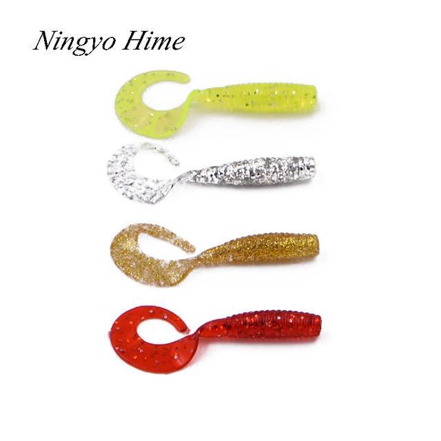 Ningyohime4Pcs Bass Fishing 6Cm1.8G Single Tail Maggots Soft Plastic Worm Maggot-Worms &amp; Grubs-Bargain Bait Box-A-Bargain Bait Box