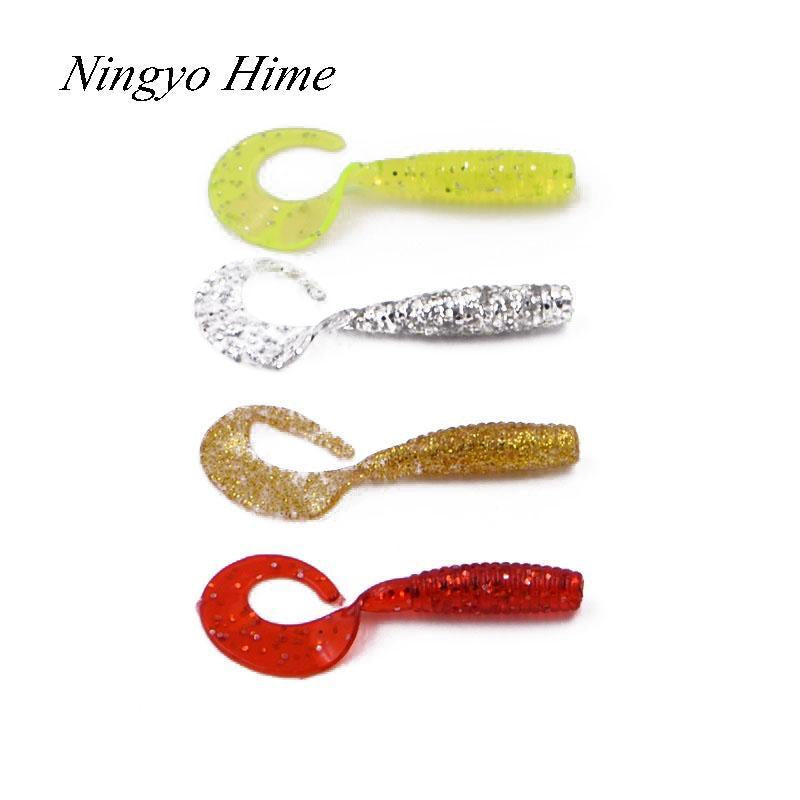 Ningyohime4Pcs Bass Fishing 6Cm1.8G Single Tail Maggots Soft Plastic Worm Maggot-Worms & Grubs-Bargain Bait Box-A-Bargain Bait Box