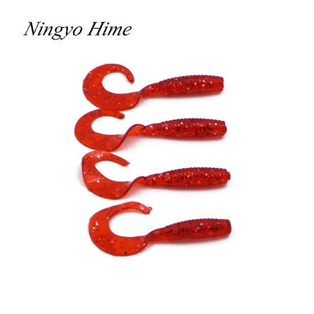 Ningyohime4Pcs Bass Fishing 6Cm1.8G Single Tail Maggots Soft Plastic Worm Maggot-Worms &amp; Grubs-Bargain Bait Box-B-Bargain Bait Box