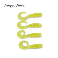 Ningyohime4Pcs Bass Fishing 6Cm1.8G Single Tail Maggots Soft Plastic Worm Maggot-Worms & Grubs-Bargain Bait Box-C-Bargain Bait Box