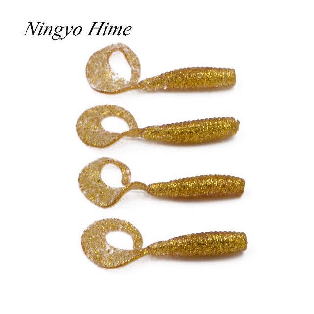 Ningyohime4Pcs Bass Fishing 6Cm1.8G Single Tail Maggots Soft Plastic Worm Maggot-Worms &amp; Grubs-Bargain Bait Box-D-Bargain Bait Box