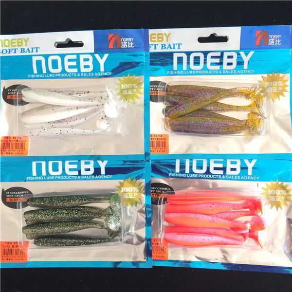 Noeby 24 Pieces 9Cm 4.3G Silicone Bait Soft Lures T Tail Swimbaits