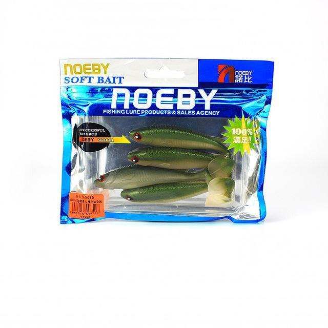 Noeby 4Pcs/Lot Soft Lure 100Mm/8G For Fishing Worm Lead Jig Head T-Tail-BassBros Fishing Tackle Store-NW206-Bargain Bait Box
