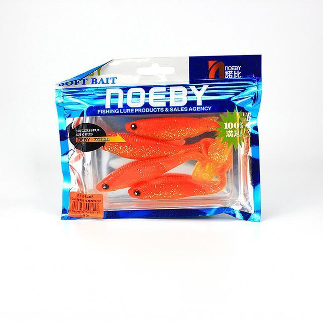 Noeby 4Pcs/Lot Soft Lure 100Mm/8G For Fishing Worm Lead Jig Head T-Tail-BassBros Fishing Tackle Store-NW207-Bargain Bait Box