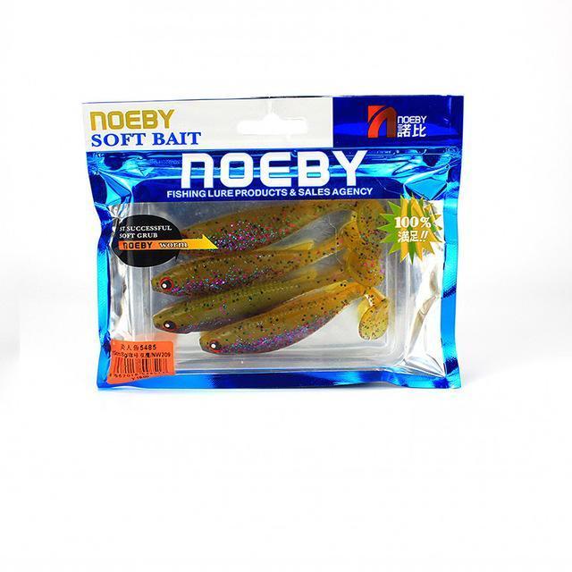 Noeby 4Pcs/Lot Soft Lure 100Mm/8G For Fishing Worm Lead Jig Head T-Tail-BassBros Fishing Tackle Store-NW209-Bargain Bait Box