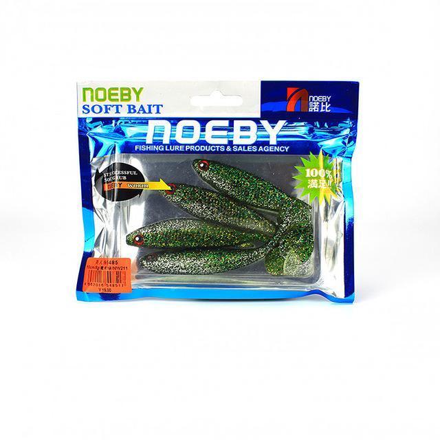Noeby 4Pcs/Lot Soft Lure 100Mm/8G For Fishing Worm Lead Jig Head T-Tail-BassBros Fishing Tackle Store-NW211-Bargain Bait Box