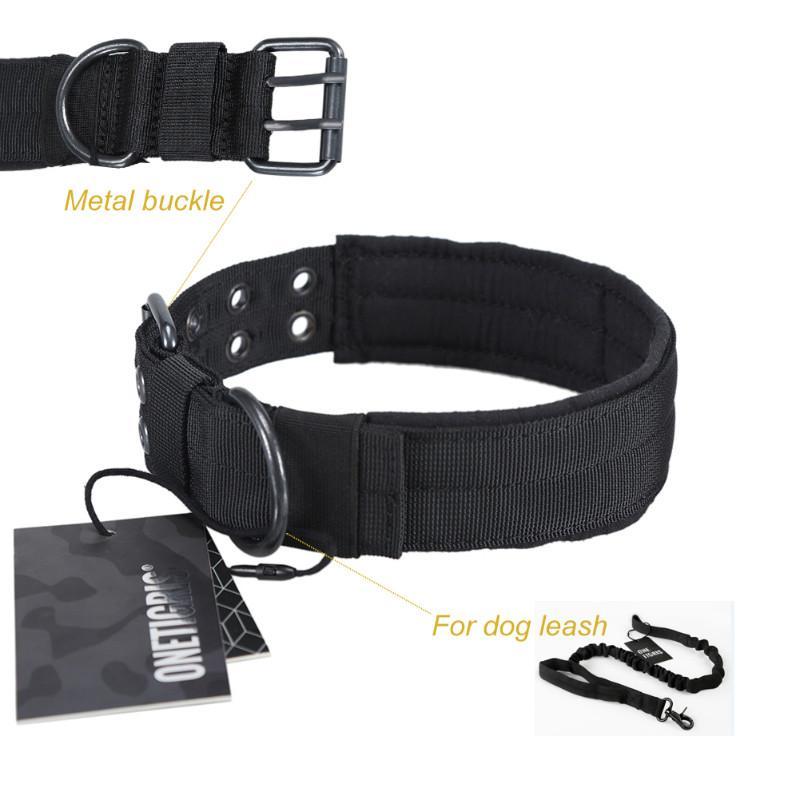Onetigris Tactical Nylon Dog Collar With Metal Buckle &amp; D Ring Military K9-EXCELLENT ELITE SPANKER Official Store-CB M Size-Bargain Bait Box