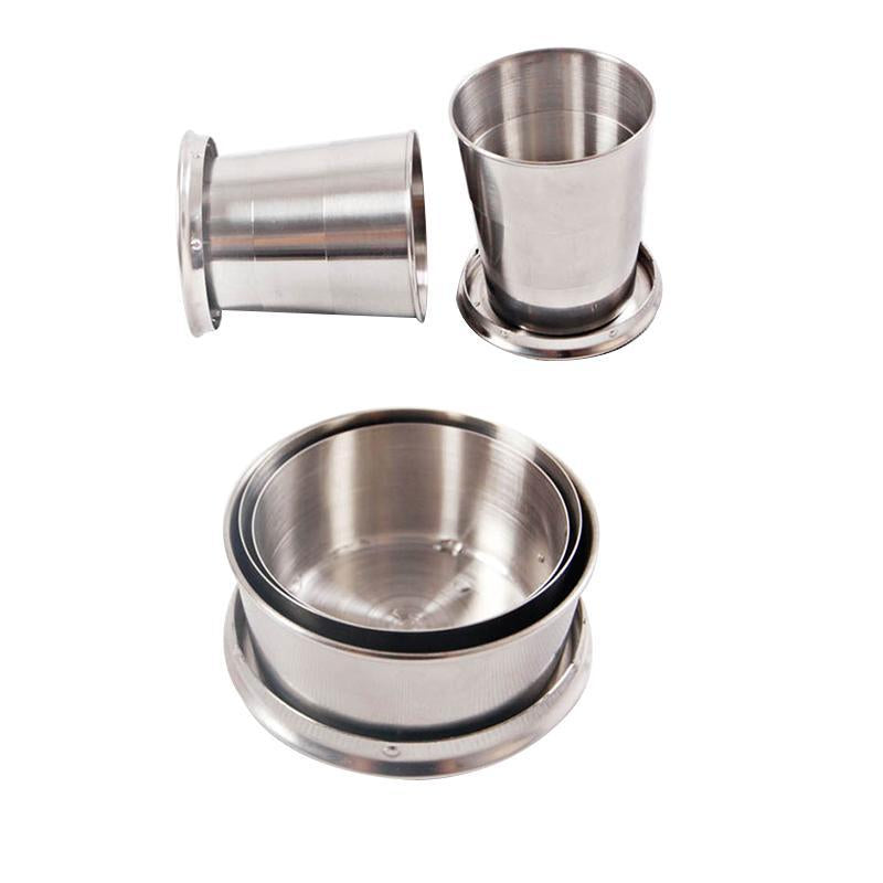 Ourpgone 1Pcs Stainless Steel Folding Cup Travel Tool Kit Survival Gear-Outdoor Sporting - Keep Healthy Store-60ml-Bargain Bait Box