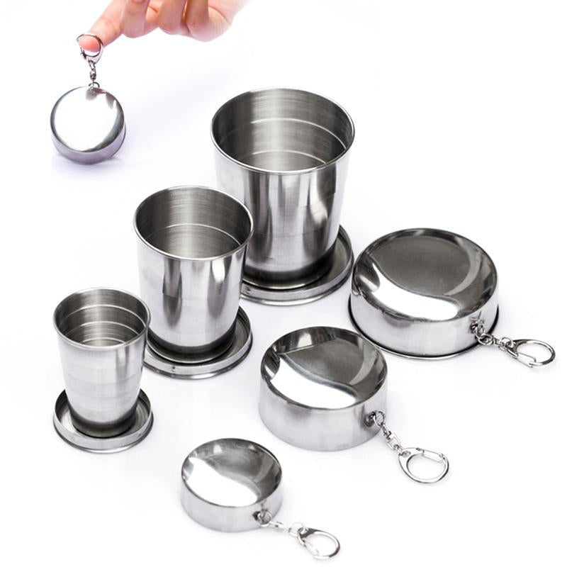 Ourpgone 1Pcs Stainless Steel Folding Cup Travel Tool Kit Survival Gear-Outdoor Sporting - Keep Healthy Store-60ml-Bargain Bait Box