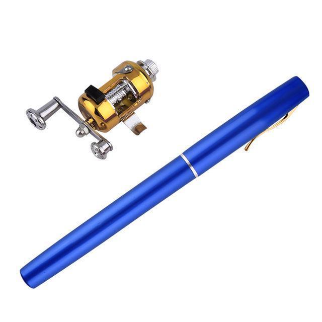 Outad Aluminum Alloy Pen Shape Fishing Rod Portable With Reel Wheel 6 Colors-Outdoor Factory Drop Shipping Wholesaler Keep Moving Store-Blue-Bargain Bait Box