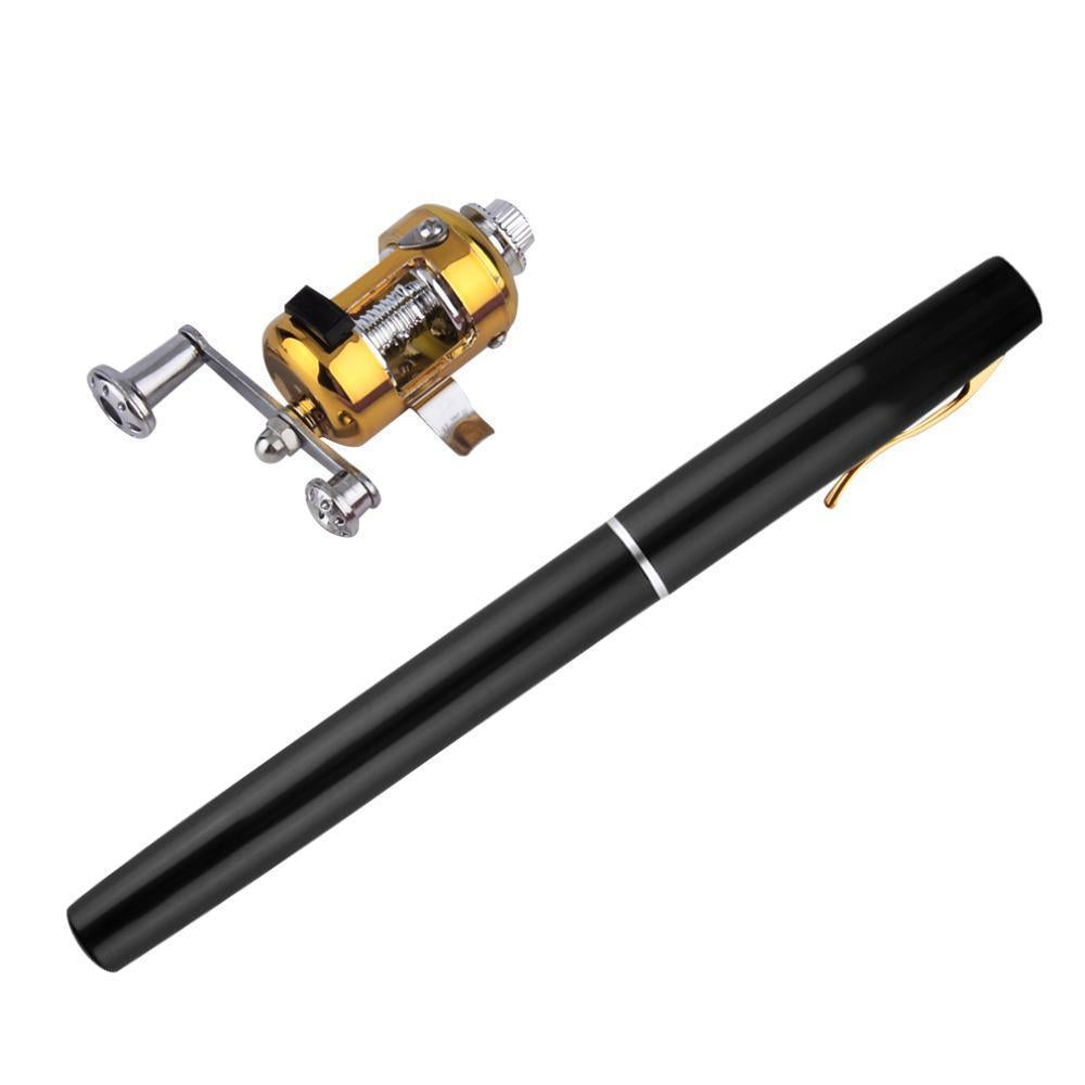 Outad Aluminum Alloy Pen Shape Fishing Rod Portable With Reel Wheel 6 Colors-Outdoor Factory Drop Shipping Wholesaler Keep Moving Store-Yellow-Bargain Bait Box