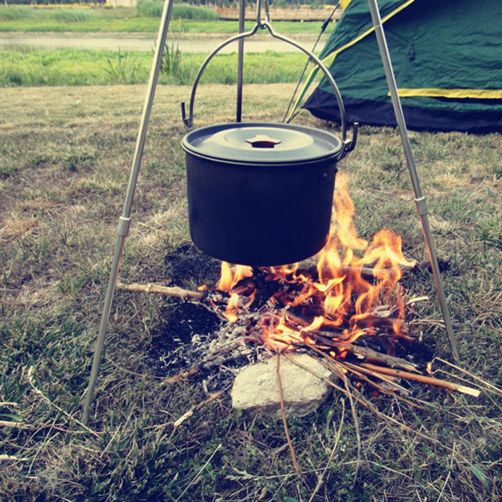 Outdoor Camping Picnic Cooking Tripod Hanging Pot Durable Portable Campfire-HimanJie Store-Bargain Bait Box