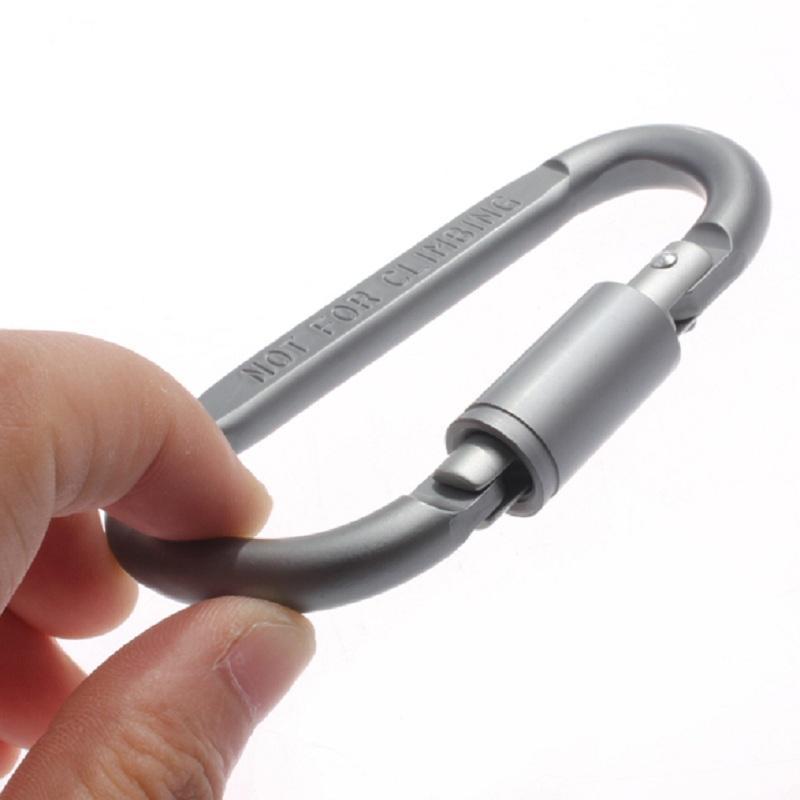 Outdoor D-Shaped Aluminum Alloy Carabiner Screw Lock Hook Clip Key Ring-Splendidness-Bargain Bait Box
