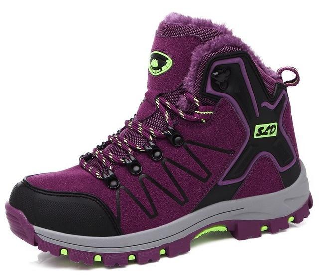 Outdoor Hiking Shoes Men Warm Snow Boots Walking Climbing Non-Slip Women-beipuwolf Official Store-Women purple-5.5-Bargain Bait Box