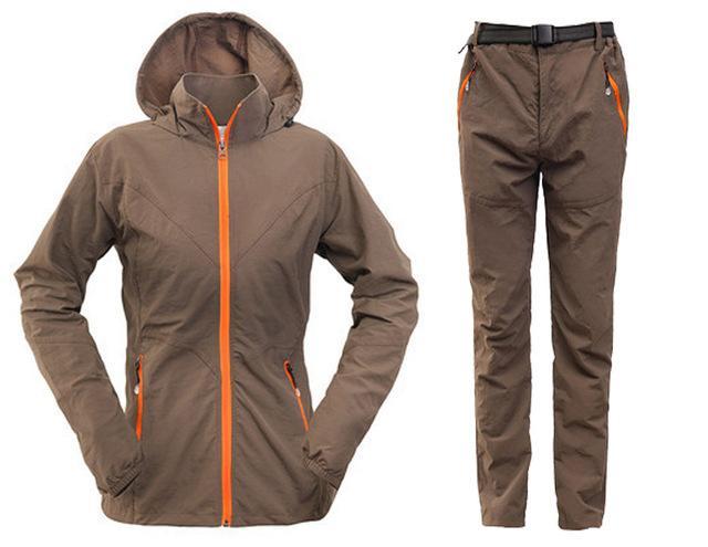 Outdoor Quick Dry Breathable Clothing Set Men Women Spring Summer 2 Pieces Set-Mountainskin Outdoor-Women Coffee-M-Bargain Bait Box