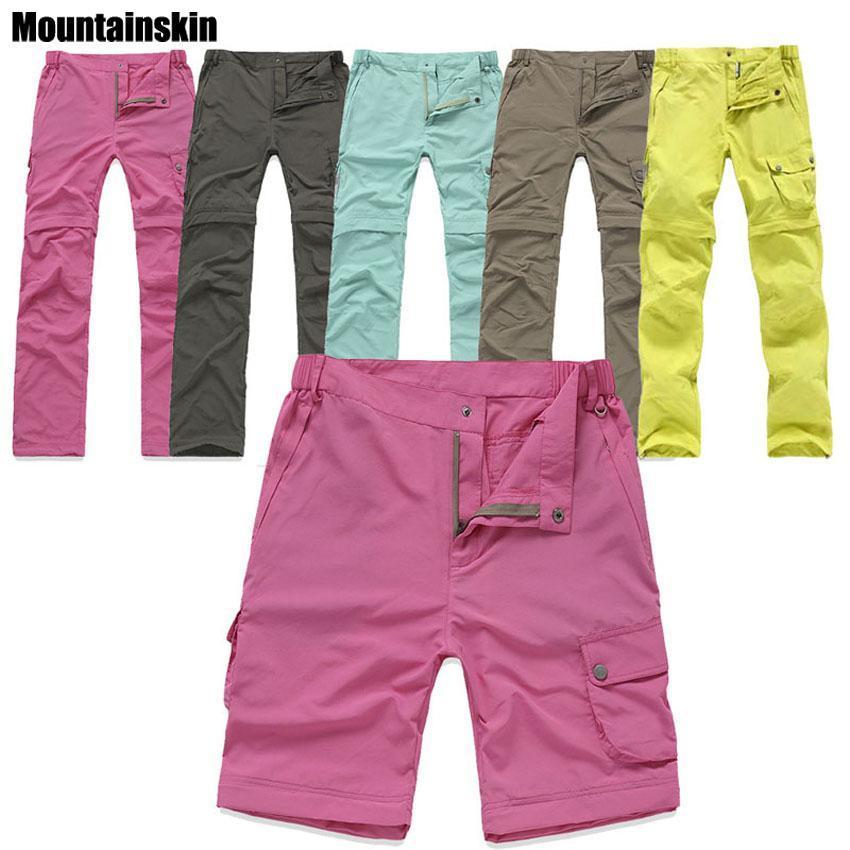 Outdoor Quick Dry Removable Hiking&amp;Camping Pants Women Summer Breathable-fishing pants-Mountainskin Outdoor-Lake Blue-Aisian size S-Bargain Bait Box