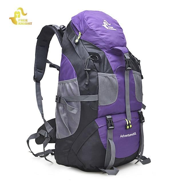 Outdoor Rucksack Camping Hiking Backpack Trekking 45L&amp;50L Purple Waterproof-Climbing Bags-FAFAIR Store-50L purple-China-Bargain Bait Box