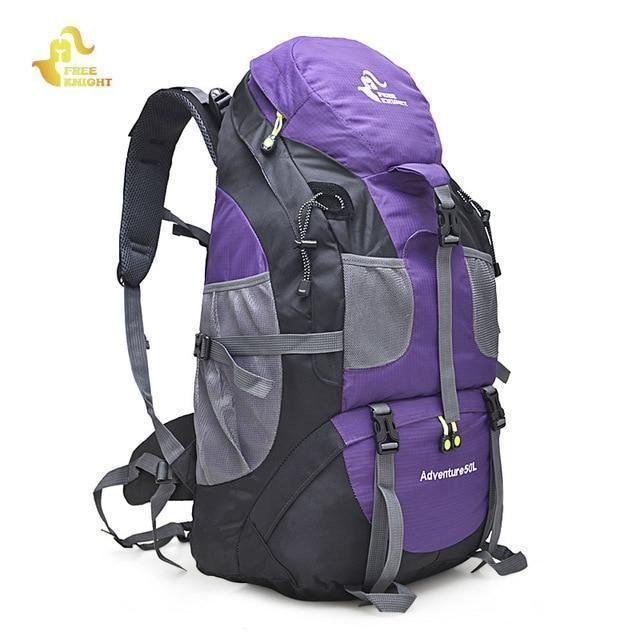 Outdoor Rucksack Camping Hiking Backpack Trekking 45L&50L Purple Waterproof-Climbing Bags-FAFAIR Store-50L purple-China-Bargain Bait Box