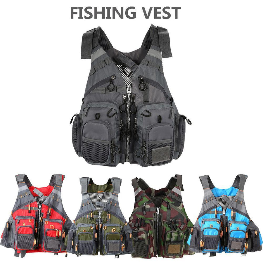 Outdoor Sport Fishing Vest Men Vest Respiratory Utility Fish Vest No-Fishing Vests-owlwin Official Store-foam-(50-95KG)free size-Bargain Bait Box