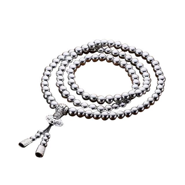 Outdoor Stainless Steel Self Defense 108 Buddha Beads Necklace Chain-HMJ Outdoor Store-1-Bargain Bait Box