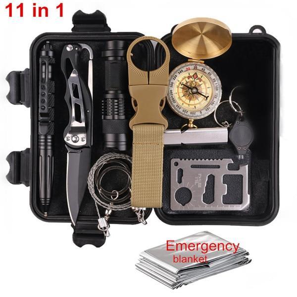 Outdoor Survival Kit Set Camping Travel Multifunction First Aid Sos Edc-Survival Kits-OutdoorOK Store-11 in 1 survival-Bargain Bait Box