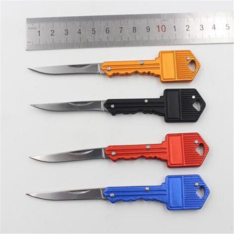 Outdoor Useful Key Knife Keychain Key Shaped Folding Pocket Knife Self Defense-Silvercell Store-Red-Bargain Bait Box