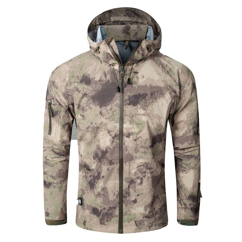 Outdoor Waterproof Hard Shell Military Tactical Jacket Men Camouflage Hooded-Outdoor Chinese shopping factory Store-black-S-Bargain Bait Box