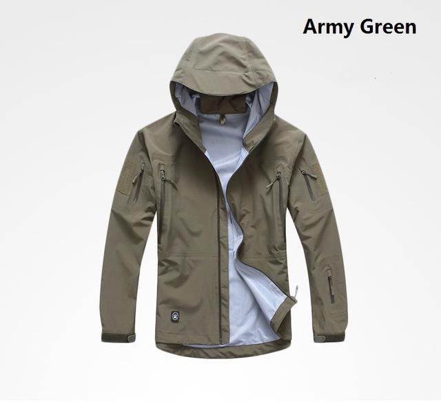 Outdoor Waterproof Hard Shell Military Tactical Jacket Men Camouflage Hooded-Outdoor Chinese shopping factory Store-green-S-Bargain Bait Box