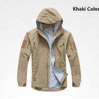 Outdoor Waterproof Hard Shell Military Tactical Jacket Men Camouflage Hooded-Outdoor Chinese shopping factory Store-khaki-S-Bargain Bait Box
