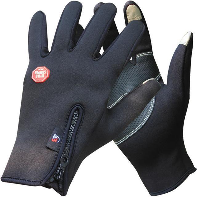 Outdoor Winter Thermal Sports Bike Gloves Windproof Warm Full Finger-Shawn Shao Outdoor Store-Black-S-Bargain Bait Box