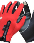 Outdoor Winter Thermal Sports Bike Gloves Windproof Warm Full Finger-Shawn Shao Outdoor Store-Red-S-Bargain Bait Box