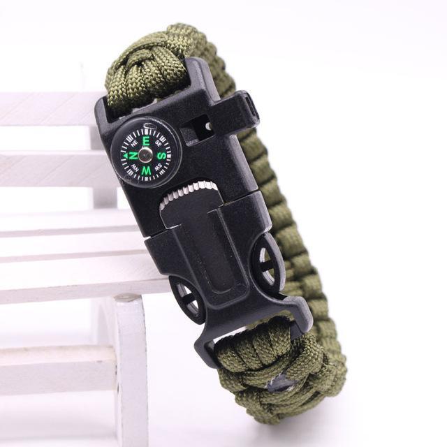Outdoors Camping Hiking Emergency Paracord Survival Bracelet Survival-LingLing Outdoor Store-Army green-Bargain Bait Box