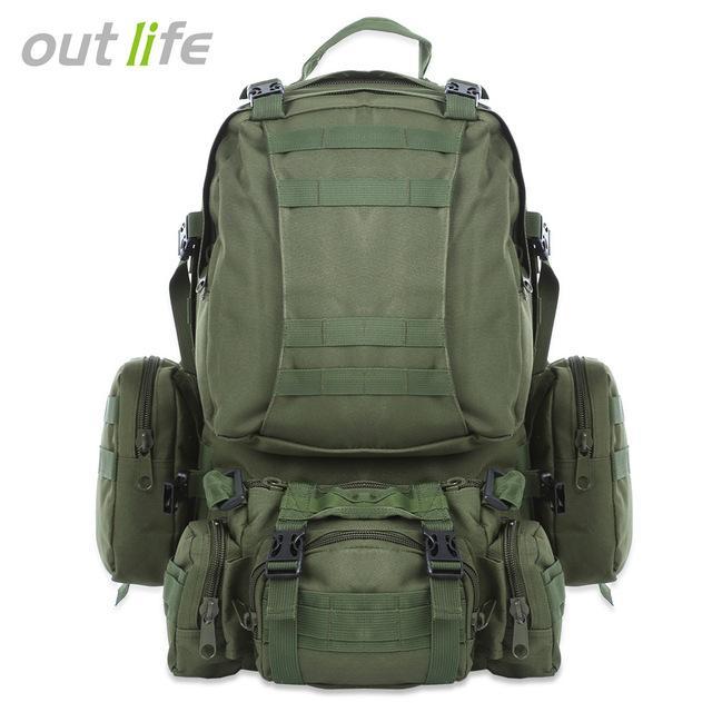 Outlife 50L Outdoor Backpack Military Molle Tactical Bag Rucksack Camping Hiking-Monka Outdoor Store-Army Green-Bargain Bait Box