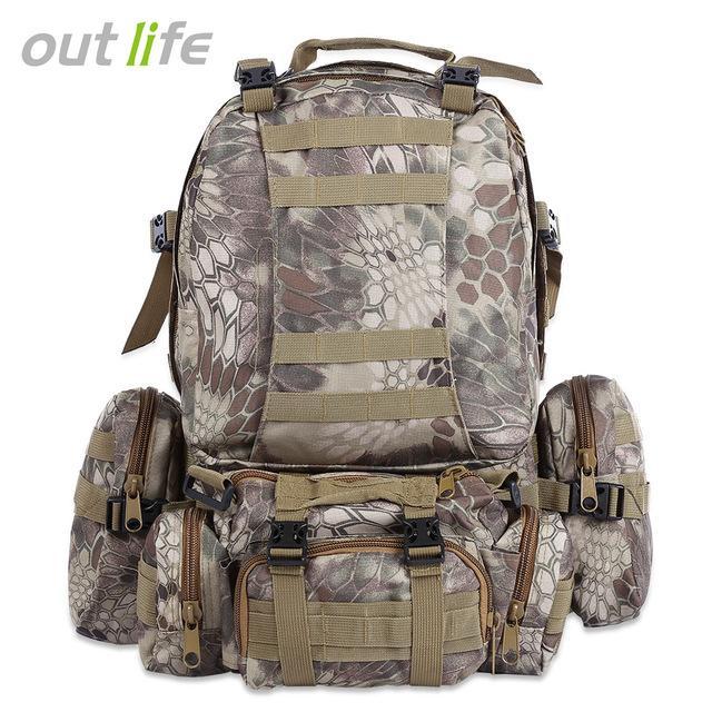 Outlife 50L Outdoor Backpack Military Molle Tactical Bag Rucksack Camping Hiking-Monka Outdoor Store-Digital Camouflage-Bargain Bait Box