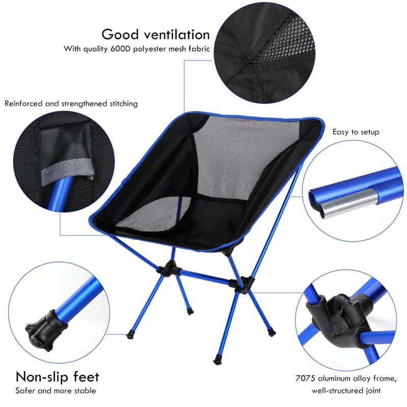 Outlife Ultra Light Folding Fishing Chair Seat For Outdoor Camping Leisure-Outl1fe Adventure Store-Light Blue-Bargain Bait Box