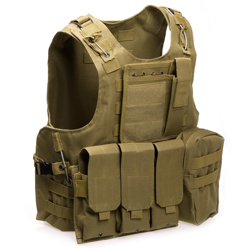 Outlife Usmc Airsoft Cs Military Tactical Vest Molle Combat Assault Plate-Hunting Vests-World Peace-Black-Bargain Bait Box