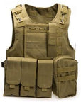 Outlife Usmc Airsoft Cs Military Tactical Vest Molle Combat Assault Plate-Hunting Vests-World Peace-Khaki-Bargain Bait Box