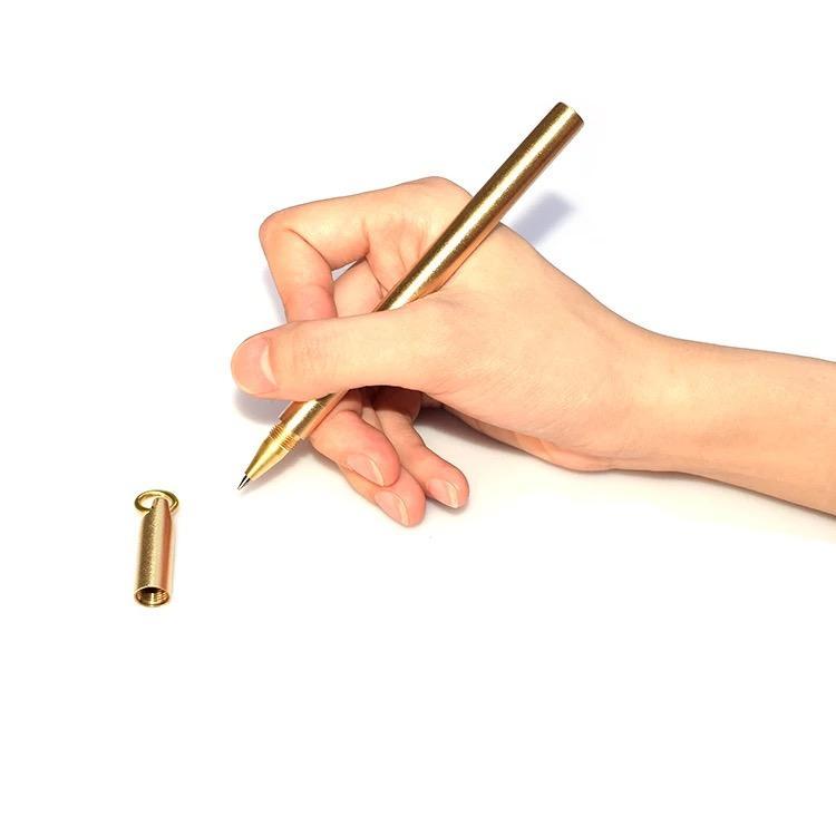 Pencil Retro Brass Gold Pen Pure Metal Pen By Hand Tactical Pen Copper Gift-NanYou Outdoor Camping Supplies Store-Long Light-Bargain Bait Box