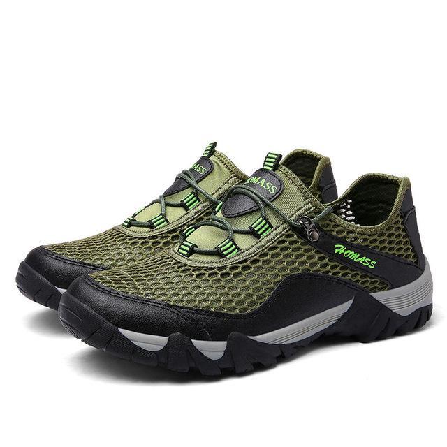 Pinsv Krasovki Men Outdoor Sneakers Breathable Hiking Shoes Men Outdoor Hiking-YEALON VIP Store-Green-6.5-Bargain Bait Box