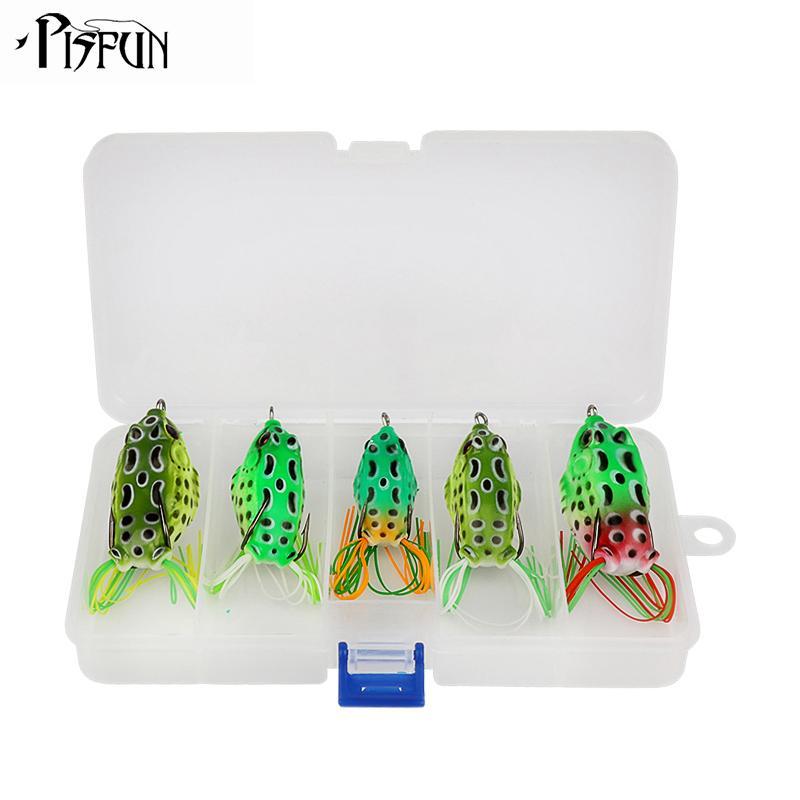 Pisfun 5Pcs/Lot Fishing Frog Soft Fishing Kit Top Water Floating Bait With-Soft Bait Kits-Bargain Bait Box-Bargain Bait Box