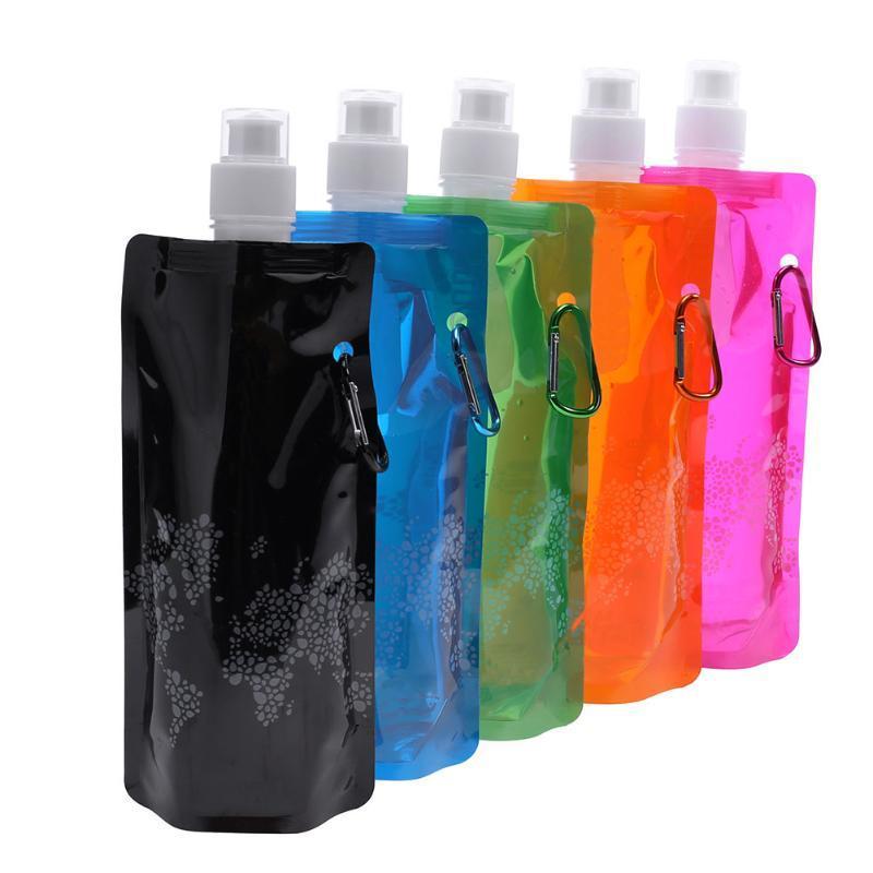 Portable 500Ml Folding Water Bottle Water Bag Outdoor Sport Supplies For Camping-Islandshop-Black-Bargain Bait Box