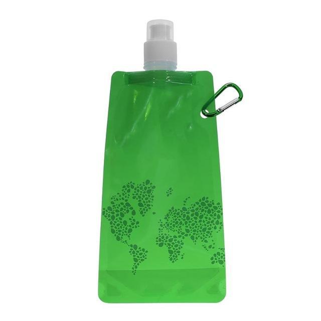 Portable 500Ml Folding Water Bottle Water Bag Outdoor Sport Supplies For Camping-Islandshop-Green-Bargain Bait Box