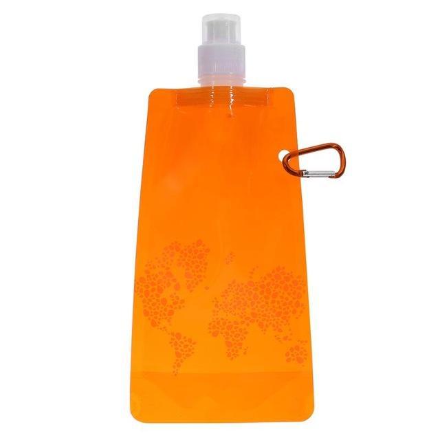 Portable 500Ml Folding Water Bottle Water Bag Outdoor Sport Supplies For Camping-Islandshop-Orange-Bargain Bait Box