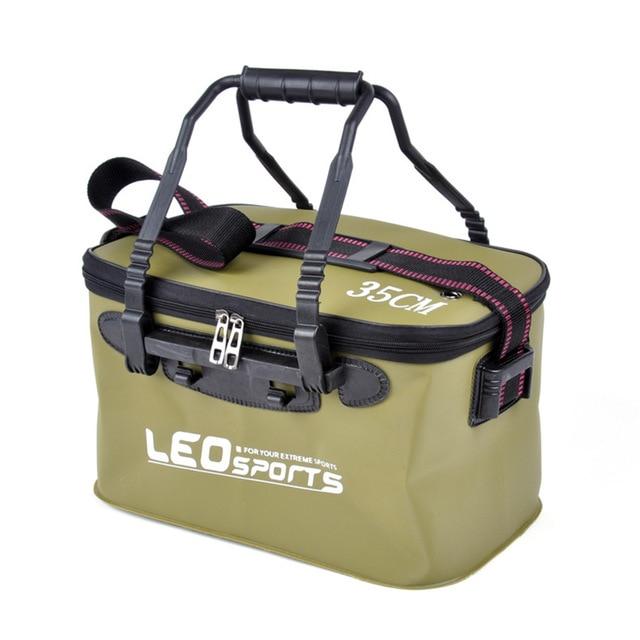 Portable Folding Bucket For Fish Handle Leak Proof Gear Tackle Bag-Fishing Bags-Fantabulous Store-Army Green 35cm-Bargain Bait Box