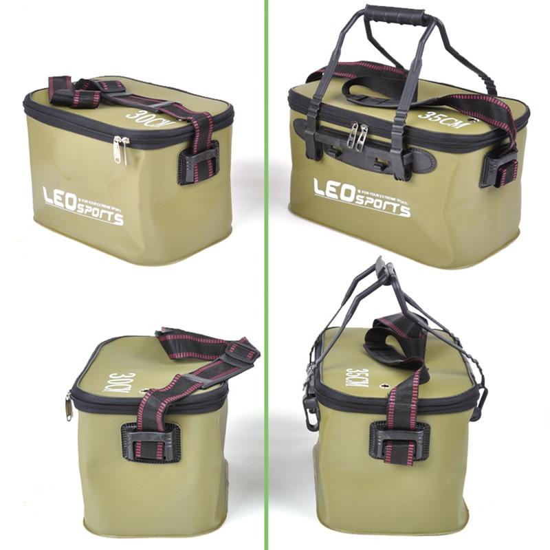 Portable Folding Bucket For Fish Handle Leak Proof Gear Tackle Bag-Fishing Bags-Fantabulous Store-Blue 35cm-Bargain Bait Box