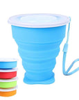 Portable Folding Cup Collapsible Mug Silicone Pop Up Cup Outdoor Travel Tool Kit-Live Beautiful-Blue-Bargain Bait Box